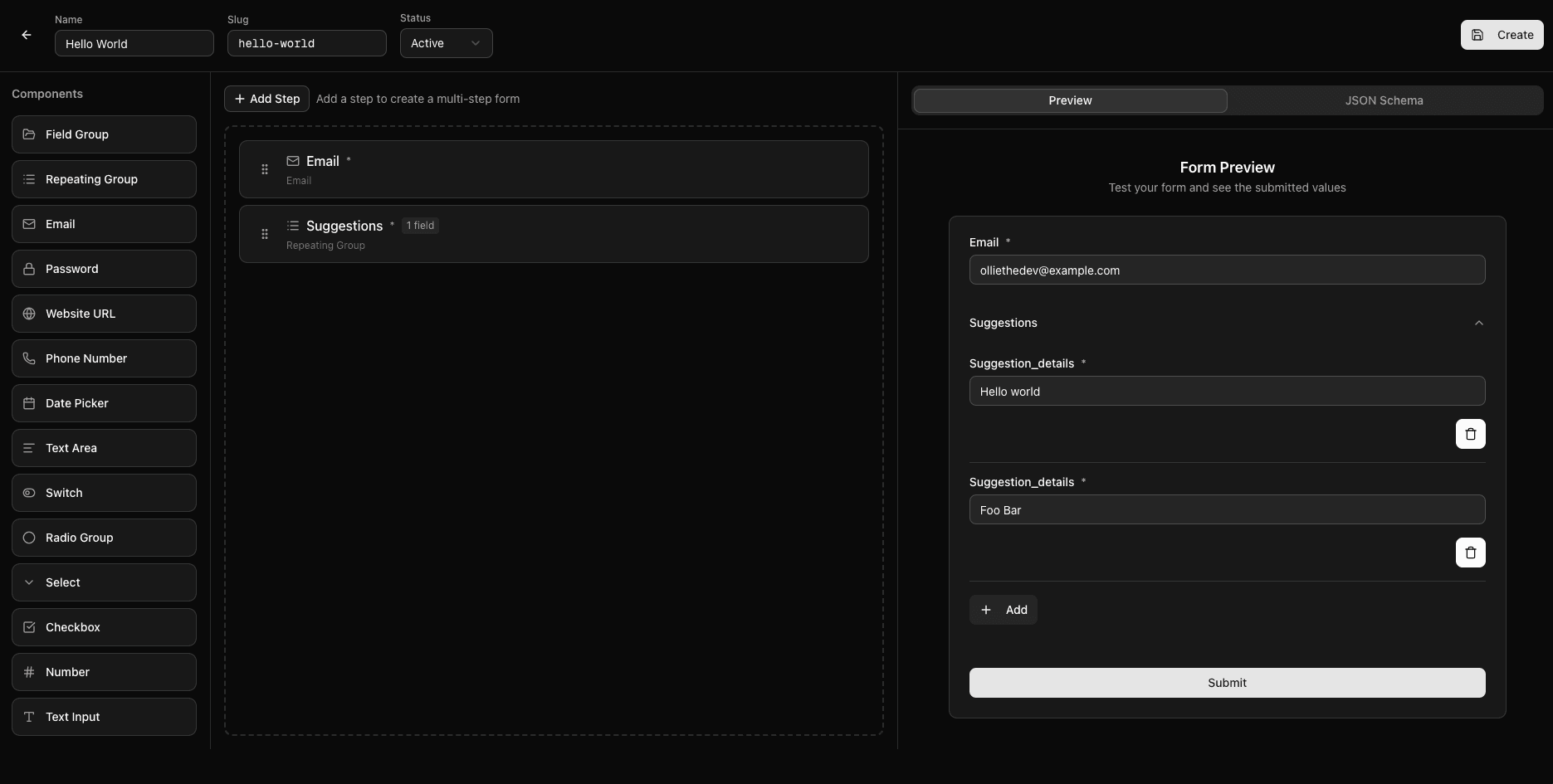 Form Builder Plugin Demo - Forms List